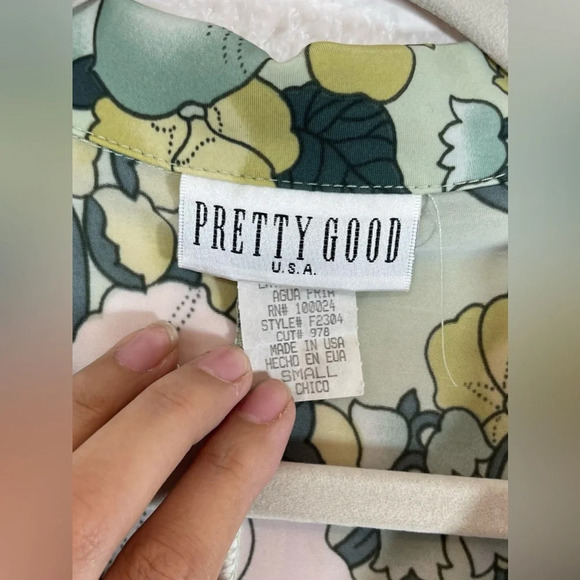 Pretty Good Made in USA Green Floral Collared Sleeveless Mini Dress Women’s S - Picture 3 of 11